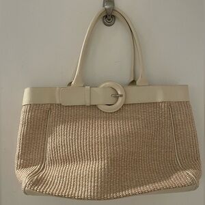 FURLA straw and leather bag